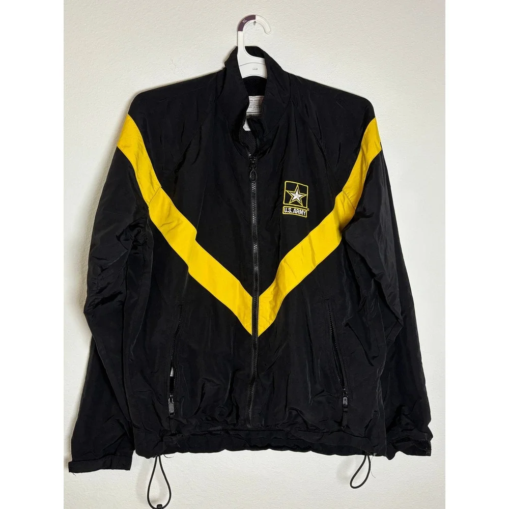 US Army APFU Physical Fitness Uniform Jacket Black Small Regular Windbreaker